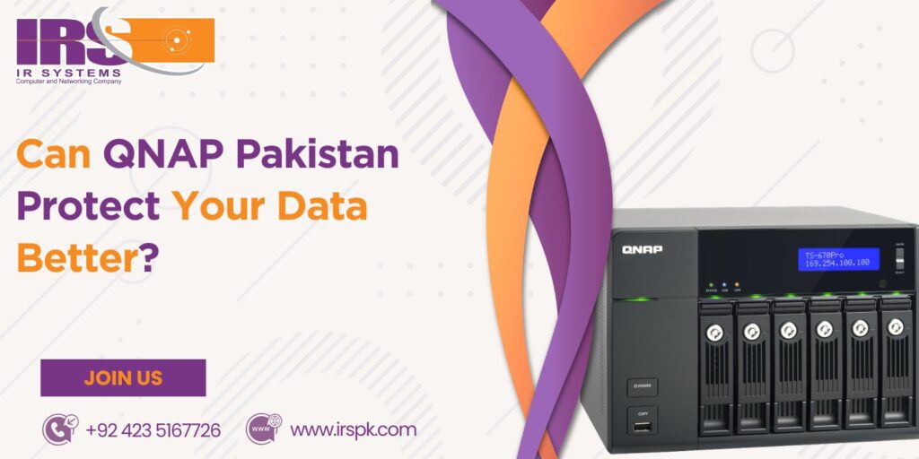 QNAP Pakistan NAS system showing secure data storage, backup protection, and enterprise server solution for business data safety.
